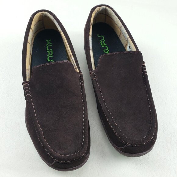 Kuru Loft Suede Moccasin Slipper Mens 12.5 Brown Slip On Rubber Sole House Shoe - Picture 1 of 12